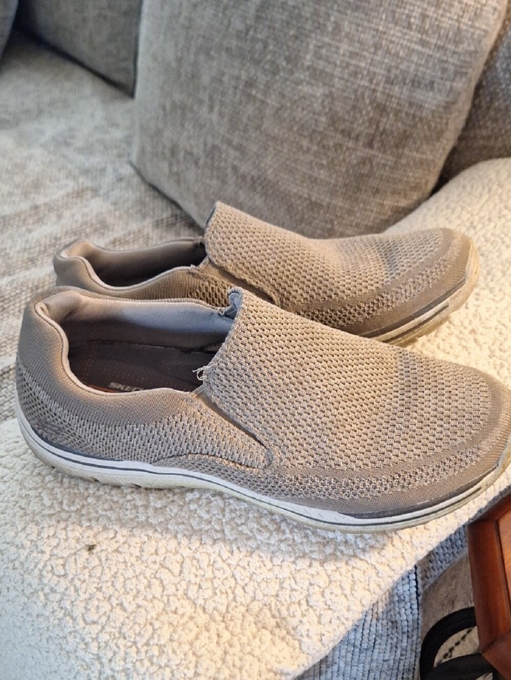 Skechers Men's Slip-On Loafers in Taupe Knit - Picture 3 of 5